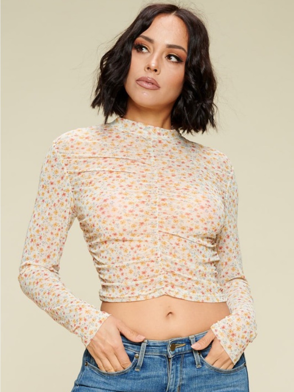 🆕🤍ALLY WHITE FLORAL MESH TOP